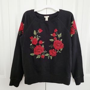 NWOT Forever 21 Size S Embroidered Roses Sweatshirt